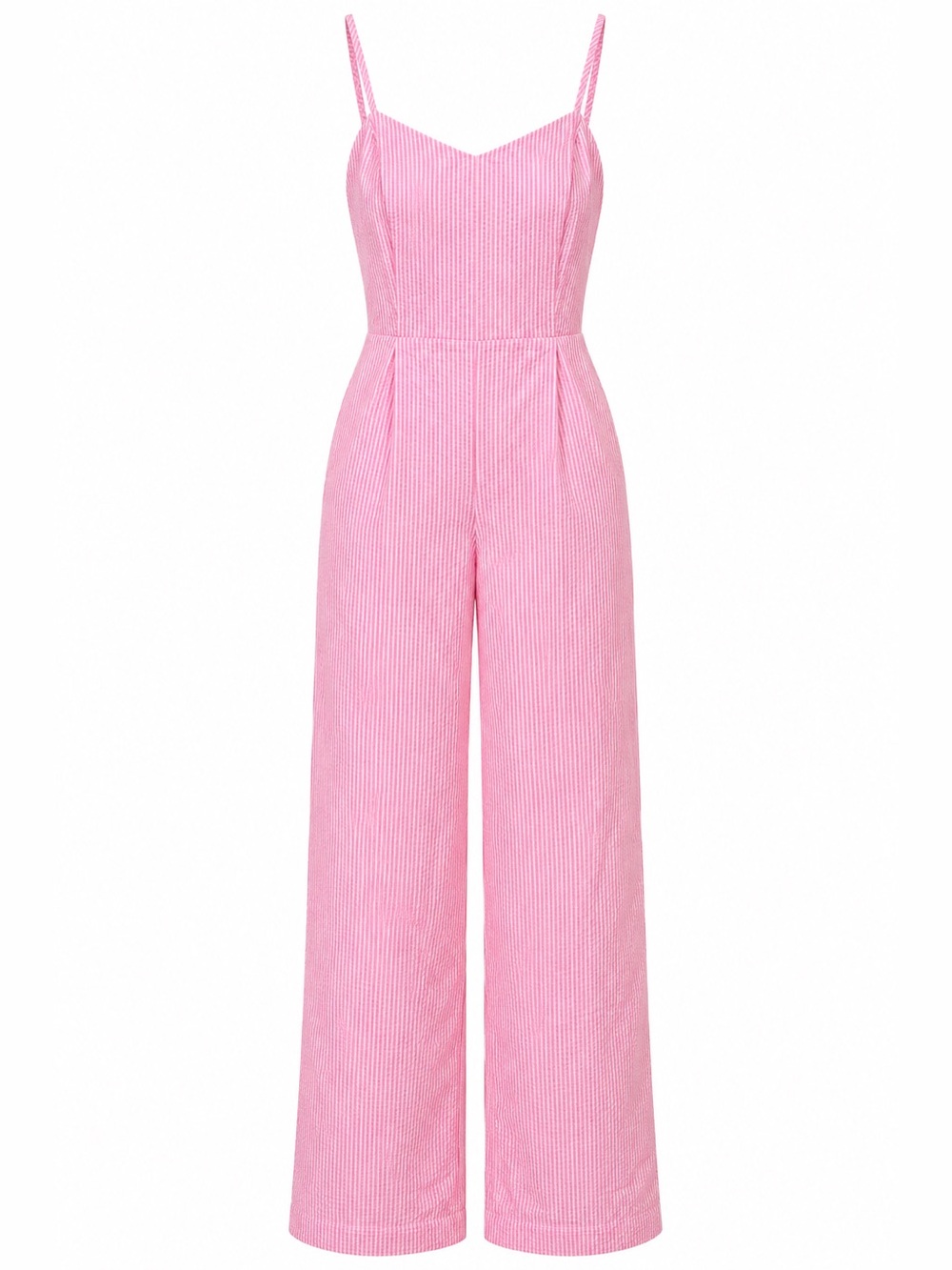 Vineyard Vines pink seersucker tie back jumpsuit, size 8